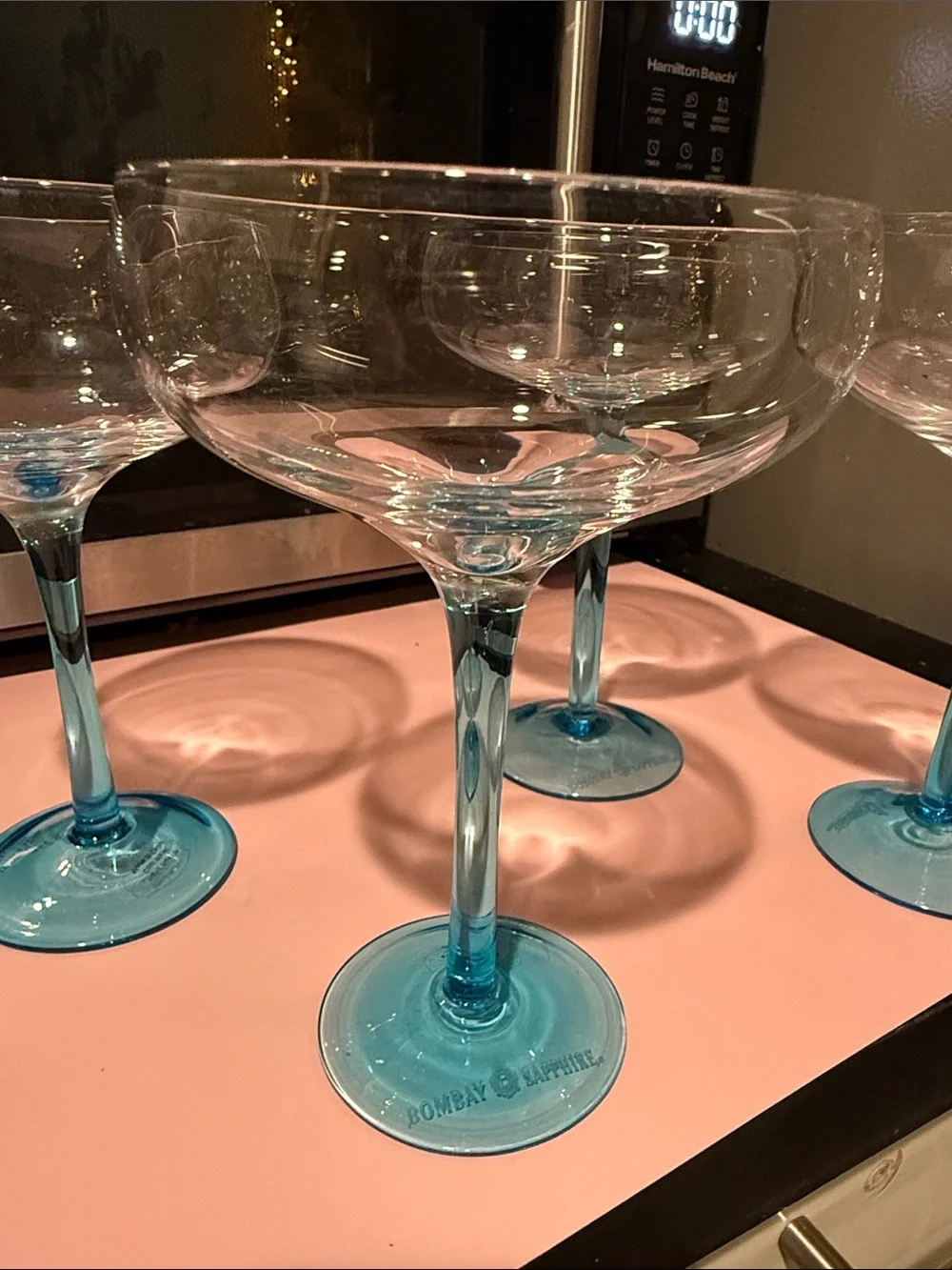 Bombay Sapphire Blue Stem Coupe Glasses - Set of 4